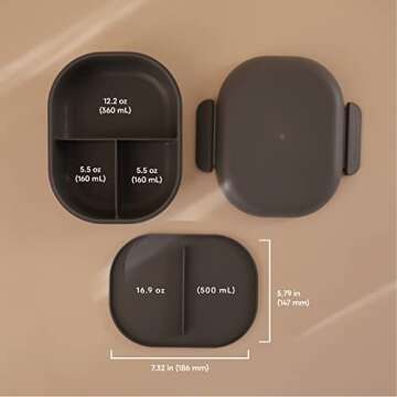 mushie Kids Bento Lunch Box | Stylish 3-Compartment Container with Utensils