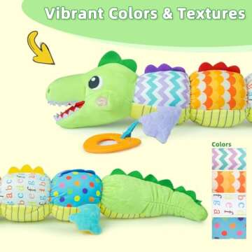 Baby Toys 0-6 Months, Infant Musical Toys with Rattles, Crinkle, Newborn Tummy Time Gift Toys for 3 7 8 9 10 12 Months Boys & Girls Caterpillar(Alligator)