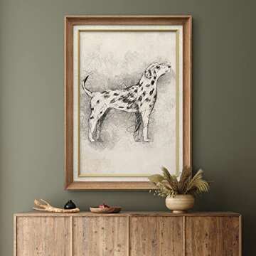 Framed Vintage Dalmation Dog Portrait Wall Art