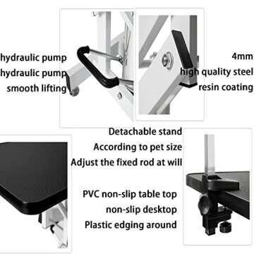 Saditesdk Adjustable Hydraulic Grooming Table for Dogs
