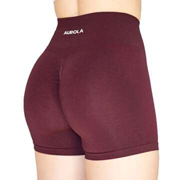 AUROLA Intensify Workout Shorts for Women Seamless Scrunch Short Gym Yoga Running Sport Active Exercise Fitness Shorts(M,Black Cherry)