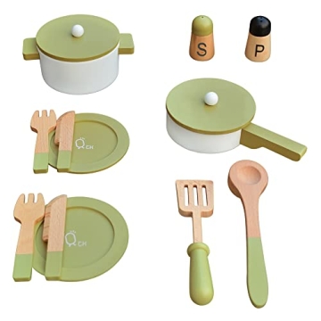 Teamson Kids Little Chef Frankfurt Wooden Cookware Play Kitchen Accessories for Toddlers