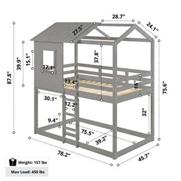 Naomi Home Deer Blind House Bunk Bed Twin Over Twin Bunk Bed for Kids, Bunk Beds, Playhouse Twin Bun...