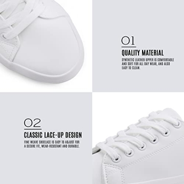 JABASIC Women Lace Up Platform Sneakers Comfortable Casual Fashion Sneaker Walking Shoes (8,White)