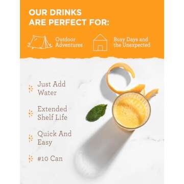 READYWISE - Simple Kitchen, Orange Drink Mix, 86 Servings, Healthy, Powdered Drink Mix, Healthy Drinks, Emergency Food Supply, 10 Can