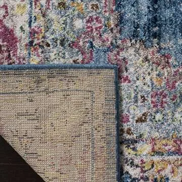 SAFAVIEH Bristol Collection 6' x 9' Blue/Ivory BTL348C Boho Chic Medallion Distressed Area Rug