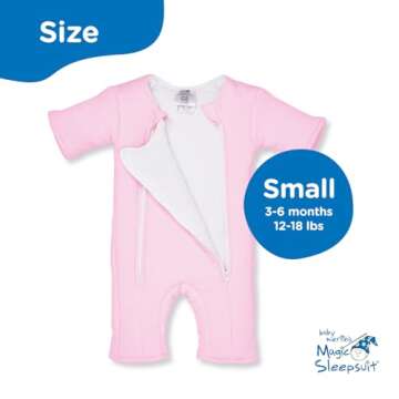 Baby Merlin's Magic Sleepsuit Transition Product - 3-6 Months Swaddle Transition Sleepsuit - Soft Cotton Material with Double Zipper for Easy Diaper Changes - Promotes Safe Sleep for Babies - Pink