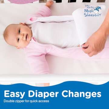 Baby Merlin's Magic Sleepsuit Transition Product - 3-6 Months Swaddle Transition Sleepsuit - Soft Cotton Material with Double Zipper for Easy Diaper Changes - Promotes Safe Sleep for Babies - Pink