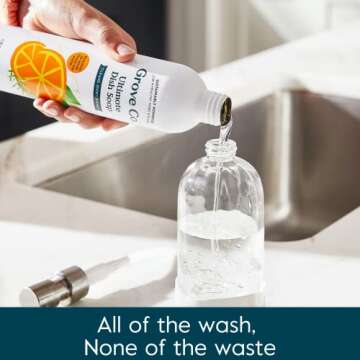 Grove Co. Ultimate Dish Soap Refills (3 x 16 Fl Oz) Removes 48-hr Stuck-on Food & Grease, No Plastic or Parabens, 100% Natural Orange & Rosemary Fragrance