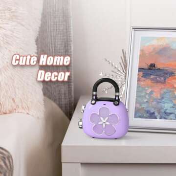 DOSS Candy Cute Bluetooth Speaker, Mini Portable with Mighty Sound, Retro Stylish Design, Adorable for Room, Desk Decoration, Present for Minors, Women-Purple