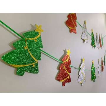 Tinbax Christmas Decorations - Christmas Tree Banner Garland for Xmas Hanging Decor(Pre-Strung)