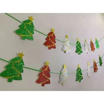 Tinbax Christmas Decorations - Christmas Tree Banner Garland for Xmas Hanging Decor(Pre-Strung)
