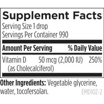 Designs for Health Hi-Po Emulsi Vitamin D Drops - Liquid Vitamin D 2000 IU, Highly Concentrated Vitamin D3 - Bone Health + Immune Support Supplement - 2000 IU Per Drop (1000 Servings / 1 Ounce)