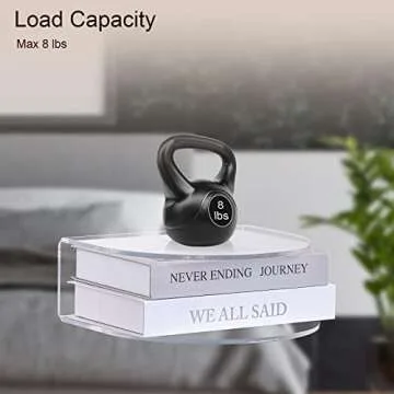 HMYHUM Acrylic Floating Nightstand Set of 2, Wall Mounted Bedside Table for Bedroom, Hanging, 8 lbs Load, 10.5" L x 10 "W x 4" H, Clear