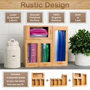 Bartnelli Bamboo Bag Organizer Set for Kitchen Storage