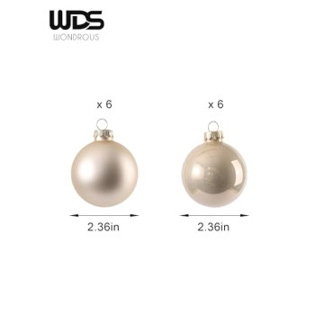 WDS WONDROUS Glass Christmas Tree Ornaments Set of 12