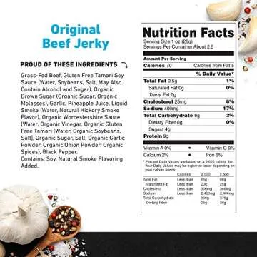 Original Beef Jerky by Country Archer, 100% Grass-Fed, Gluten Free, Protein Snacks, 2.5 Ounces, 4 Pack
