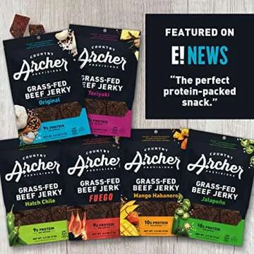 Original Beef Jerky by Country Archer, 100% Grass-Fed, Gluten Free, Protein Snacks, 2.5 Ounces, 4 Pack