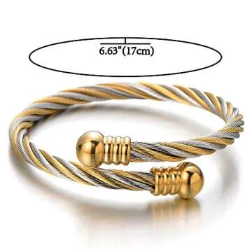 Stylish Adjustable Cable Cuff Bangle Bracelet for All