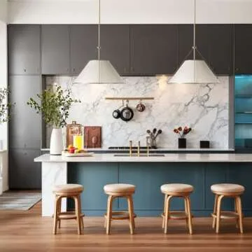 Linen Glow Brass Pendant Light, Modern Design, Burnished Brass Finish, Natural Linen Shade, Soft Lighting, Versatile Installation, Pendant Lights for Living Room, 24.75" Dia x 17.25" H (White)