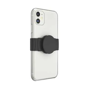 PopSockets Phone Grip Slide for Phones and Cases, Sliding Phone Grip with Expanding Kickstand - Black