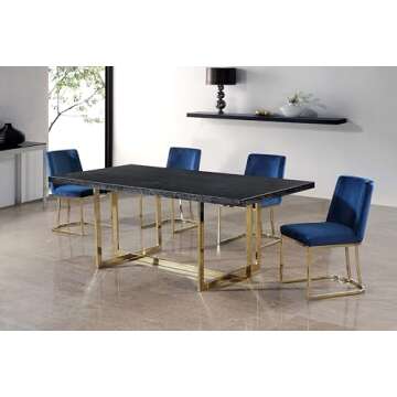 Meridian Furniture Heidi Collection Modern | Contemporary Velvet Upholstered Dining Chair with Polis...