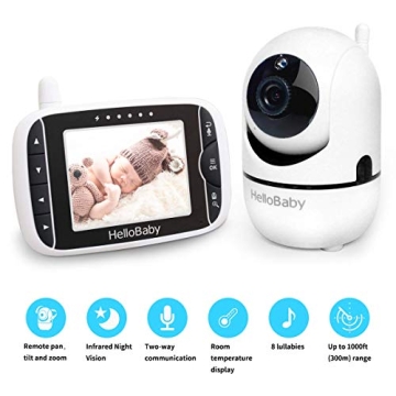 HelloBaby Monitor 3.2'' LCD Night Vision Remote Pan-Tilt-Zoom