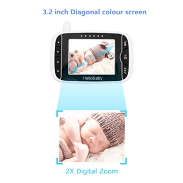 HelloBaby Monitor 3.2'' LCD Night Vision Remote Pan-Tilt-Zoom