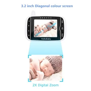 HelloBaby Monitor 3.2'' LCD Night Vision Remote Pan-Tilt-Zoom