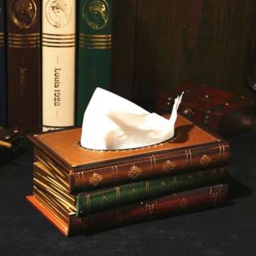 Tosnail Elegant Wooden Antique Book Tissue Holder Decor