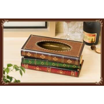 Tosnail Elegant Wooden Antique Book Tissue Holder Decor