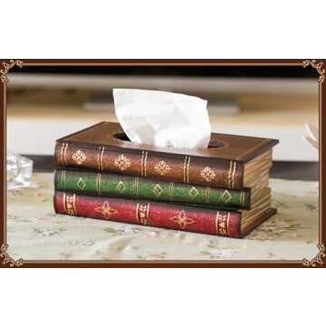 Tosnail Elegant Wooden Antique Book Tissue Holder Decor