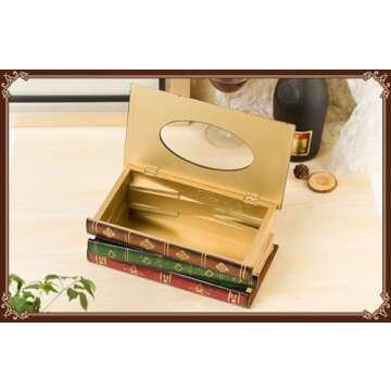 Tosnail Elegant Wooden Antique Book Tissue Holder Decor