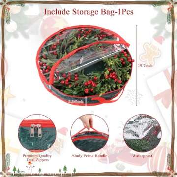 U'Artlines 22" Artificial Christmas Wreath, Front Door Wreath with Red Berry Pine Cones Christmas Decorations for Winter Xmas Holiday Home Indoor Outdoor Use (Red Berries)