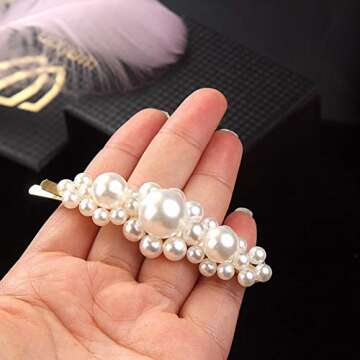 8pcs Pearls Hair Clips Set for Women Girls, Fashion Sweet Artificial Pearl Barrettes, Hair Accessories for Party, Birthday Valentines Day Gifts