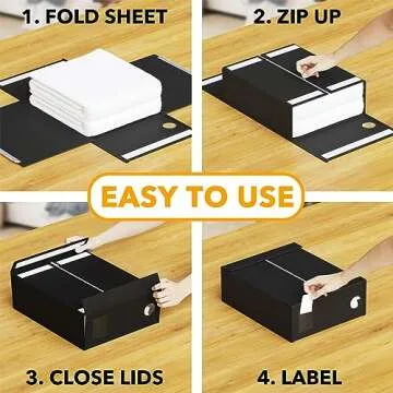 SpaceAid 4 Pack Bed Sheet Organizers and Storage, Foldable Sheet Organizer for Linen Closet, Sheets Set Folder Keeper with Window XL (Queen & King Size) Organizing Bedding Container, Black