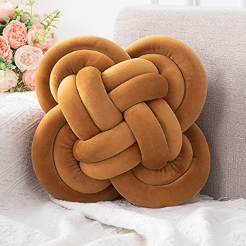 Xiashrk Knot Pillow, Decorative Throw Pillows with Soft Plush for Couch, 12" Knotted Pillows Brown D...