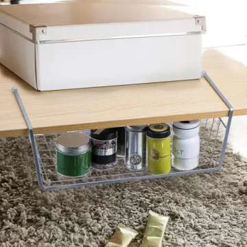 Jucoan 3 Pack Under Shelf Baskets, 15 x 10 x 5.5 Inch Slide in Wire Hanging Storage Baskets Under Cabinet Shelf Storage Baskets for Kitchen Pantry Cupboard Dorm Room Closet Bookshelf, Large