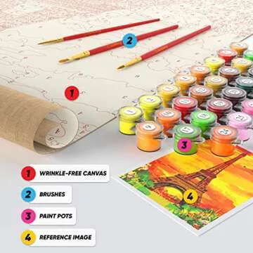 Opalberry Adult Paint by Numbers Kits - DIY Eiffel Tower Art