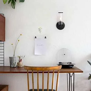 Heircido 1 Light Bathroom Vanity Light, Mini Black Bathroom Light Fixture,Metal and Glass Vanity, Modern Vanity Lighting, Indoor Living Room Bedroom Wall Lights, E12 Base