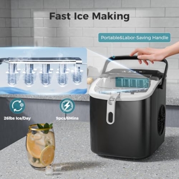 WAA Mini Ice Maker - 26Lbs/Day, Self-Cleaning