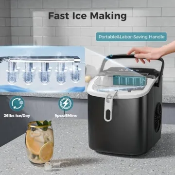 WAA Mini Ice Maker - 26Lbs/Day, Self-Cleaning