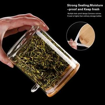 Nevfiro Airtight Glass Jars with Bamboo Lid & Spoon