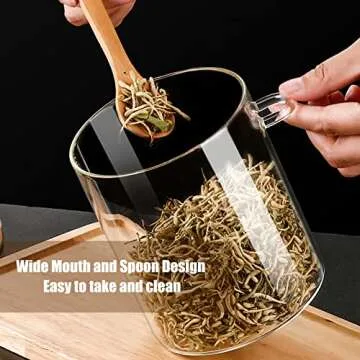 Nevfiro Airtight Glass Jars with Bamboo Lid & Spoon