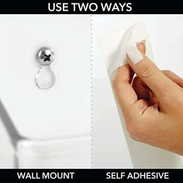 mDesign Plastic Adhesive Mount Storage Organizer Container for Kitchen or Pantry Wall Organization - Space Saving Holder for Sandwich Bags, Foil - 16" Wide - Ligne Collection - 4 Pack - Clear