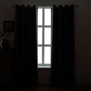 AMAZLINEN 52x84-Inch Grommet Top Blackout Curtains , Charcoal Grey (Set of 2)
