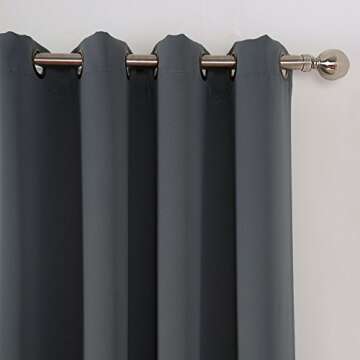 AMAZLINEN 52x84-Inch Grommet Top Blackout Curtains , Charcoal Grey (Set of 2)