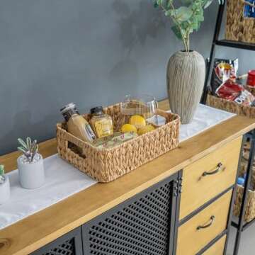 GRANNY SAYS Storage Baskets for Shelves, Wicker Baskets for Organizing, Waterproof Storage Baskets with Handles, 1 Large and 2 Small Wicker Baskets, 3-Pack