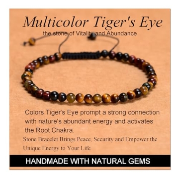 Multicolor Tiger's Eye Beads for Vitality & Abundance - Handmade Macrame Bracelet