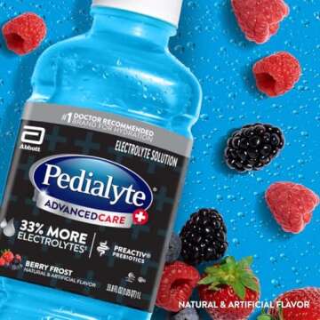 Pedialyte AdvancedCare Plus Electrolyte Hydration Drink - Berry Frost, 1 Liter, Pack of 4